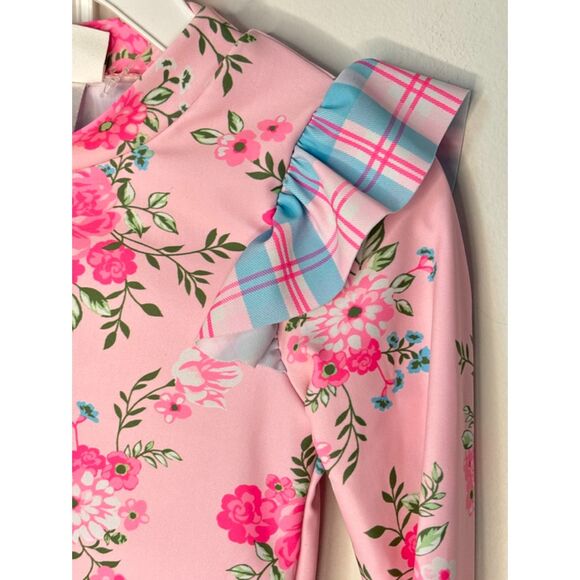 Nicole Miller Floral 2 Piece Swim Rashguard Ruffle Bikini Girl Size 2T New - Picture 6 of 13